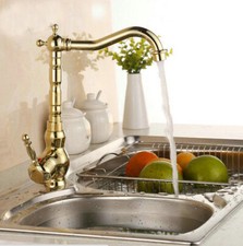 Gold Color Brass Single Handle Swivel Spout Bath Basin Sink Faucet Mixer Tap
