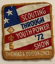 1972 Thomas Edison Council Patch Scouting Through Youth Power Show Badge Emblem