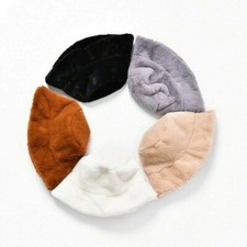 Femme Fausse Fourrure Chapeau Bush Large Bord Moelleux Hiver Vintage Mode