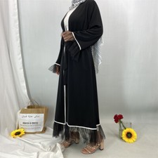 Dubai Women Open Kaftan Abaya Muslim Cardigan Long Dress Modest Kimono Robe Prom