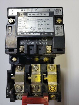 Square D 8536 Magnetic Motor Starter Type SBG2 200/230 VAC 3HP 380/460/575 5HP