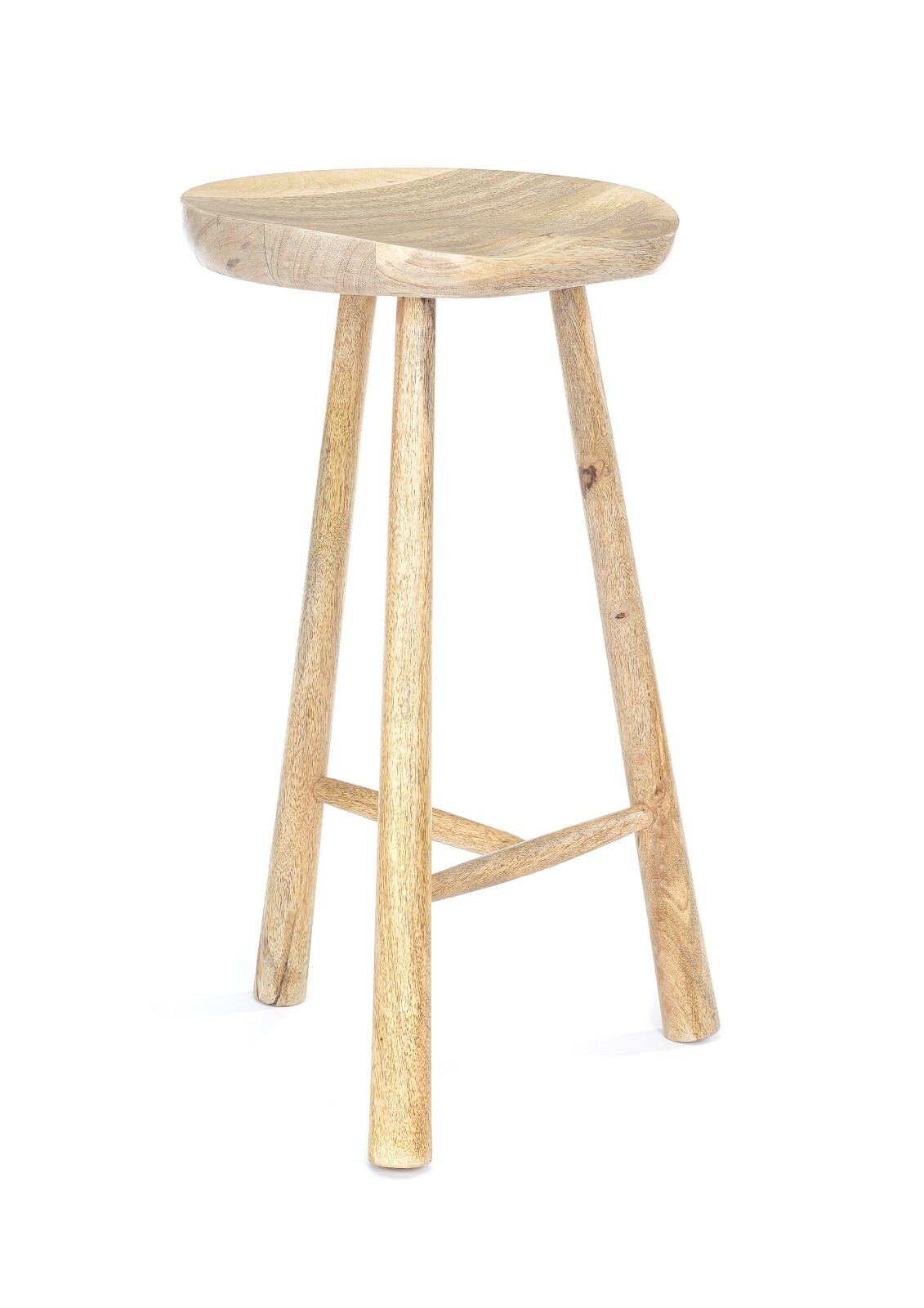 Solid Mango wood bar stool finished with a stain, wax H 70 x W 40 x D 40 cm