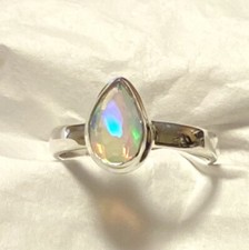 Beautiful Faceted Ethiopian Opal Ring 925 Sterling Silver Size 7