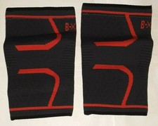 2 sleeve set B-XPER COMPRESSION KNEE SLEEVE JOINT RELIEF SPORTS BLACK/RED SMALL