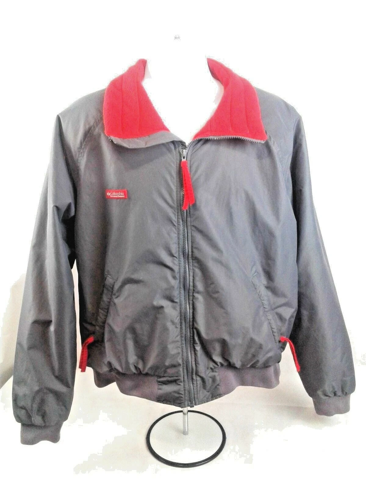 Columbia Sportswear Mens Gray Jacket w/Red Fleece Lining -Full Zip Size XL