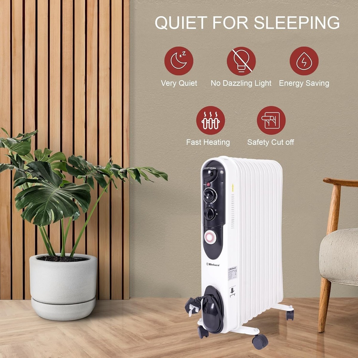 Belaco Oil Filled Radiator Heater with 24 hour Timer 2500w UK