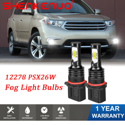 For Toyota Highlander 2011-2013 2x 12278 PSX26W LED Fog Light Bulbs 6000K White