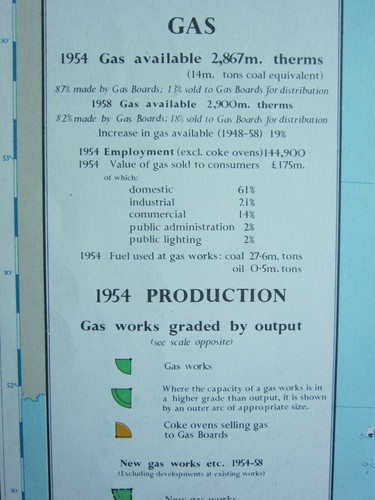 VINTAGE LARGE MAP of BRITAIN GAS PRODUCTION GAS WORKS DISTRIBUTION REFINERIES - Picture 3 of 7