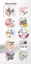 500 pcs Sticker Seals Roll Floral Thank you Semi Gloss Round Self Adhesive NEW