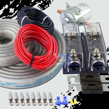 200 AMP HEAVY DUTY DUAL AUXILIARY BATTERY ISOLATOR 2 AWG COPPER KIT W/ ANL FUSES