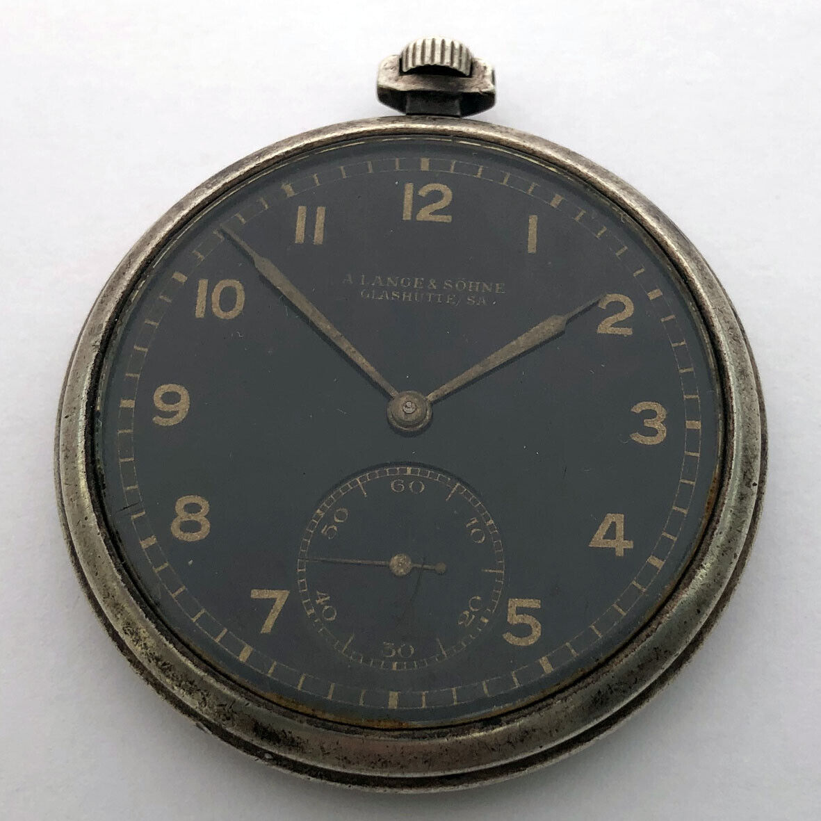 Rare Part A. Lange & Sohne Glashutte Silver 0.900 Black Dial Pocket Watch Repair