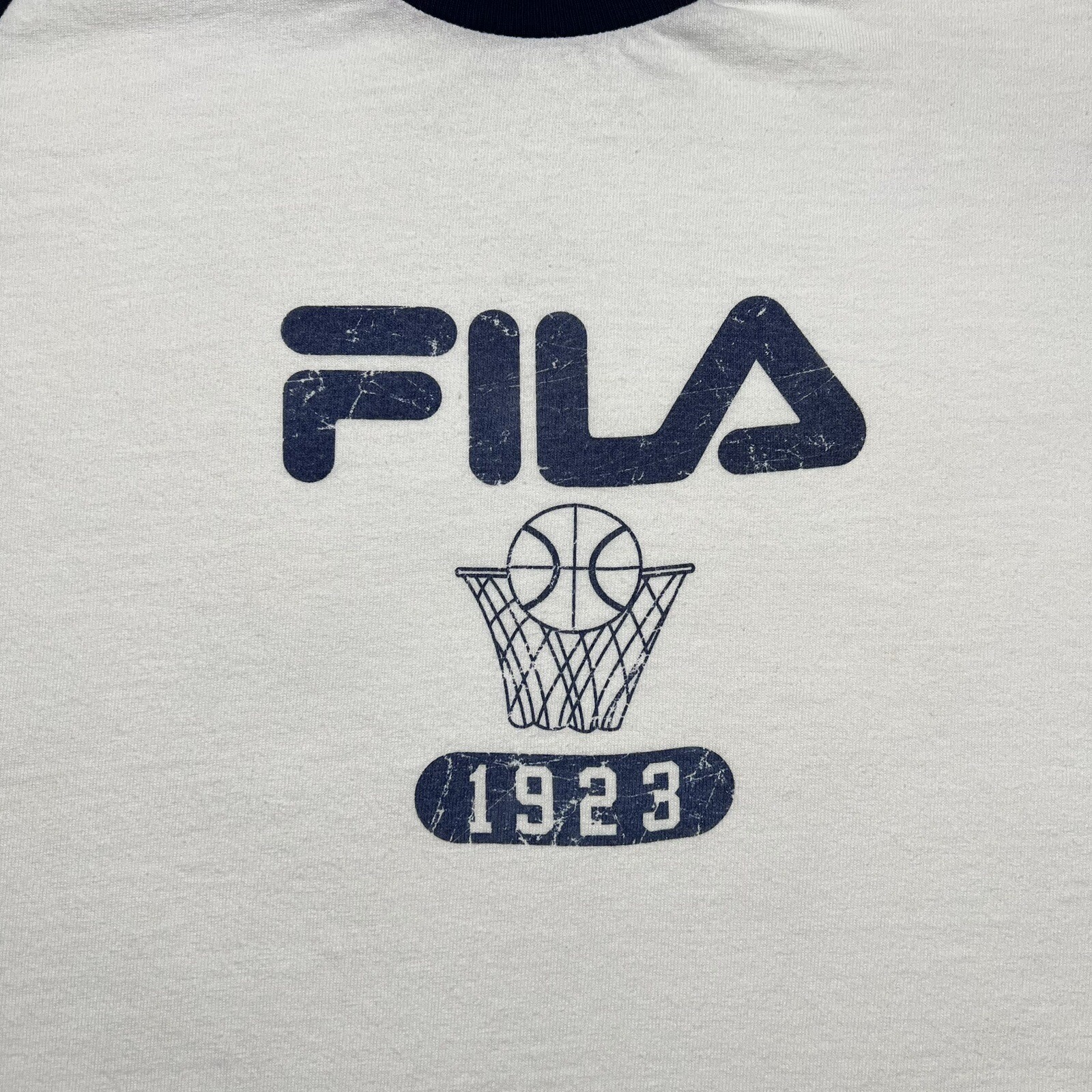 Camicia con logo vintage Fila made in USA 100% Raglan taglia 2XL. Pallacanestro