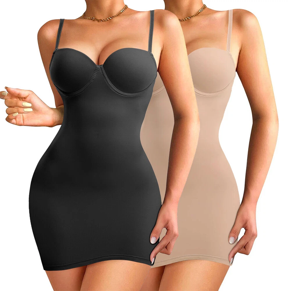 Women's Shapewear Full Slip Built-in Bra Tummy Control Body Shaper