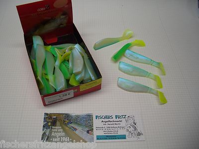 3 Stück Gummifische Original Cora Z 10cm mit 8g Farbe:  fluo-green shiner