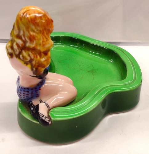 Vtg Rare Risque Sexy Nude Topless Girl N Pool Ashtray Tidbit Tray By Shafford - Picture 4 of 14