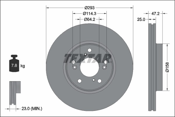 Textar 2X Bremsscheiben Vorne BelüFtet Beschichtet FüR Honda HR-V RU-image