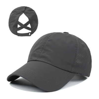 Women's Ponytail Baseball Cap With Criss Cross Back - Mesh Quick Dry Sport Hat | Adjustable One Size