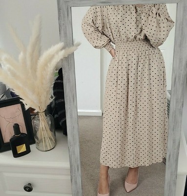 black spot midi dress