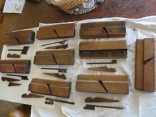 9 Vintage Wood Hand Planes Set with 8 Steel Blades and 10 Woods