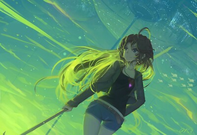 Anime girls bai yemeng qian ye long hair heart inked CCG Gaming Mat Desk