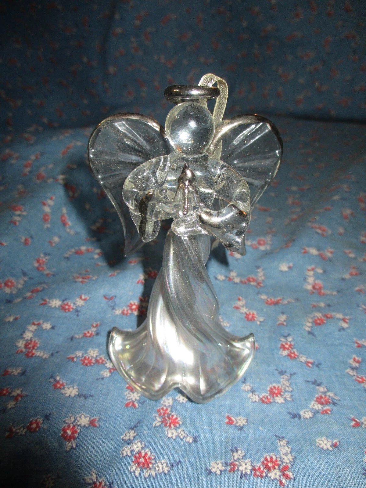Christmas Ornament Glass Angel Holding Candle About 3 3 4 Inch High