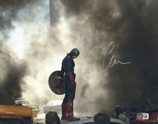 Chris Evans Signed Autograph Captain America 11X14 Photo BAS Beckett