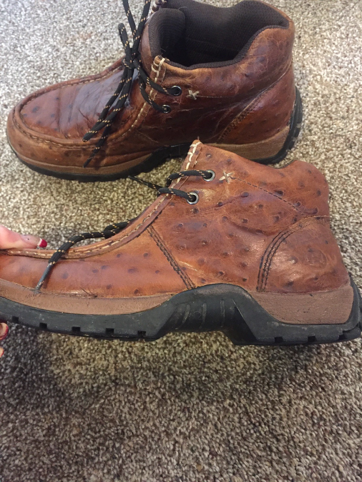 ostrich lace up boots