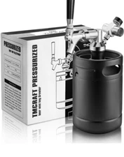 TM Pressurized Beer Mini Keg System - 64oz Stainless Steel Growler Tap, Portable
