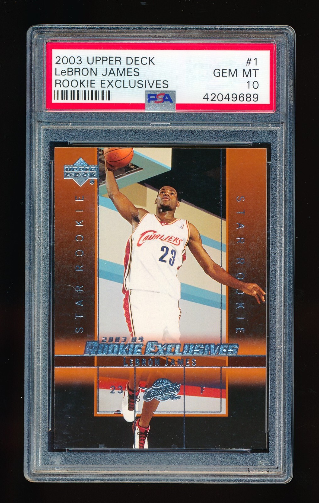 PSA 10 LEBRON JAMES 2003-04 UPPER DECK ROOKIE EXCLUSIVES #1 *GEM MINT CONDITION*