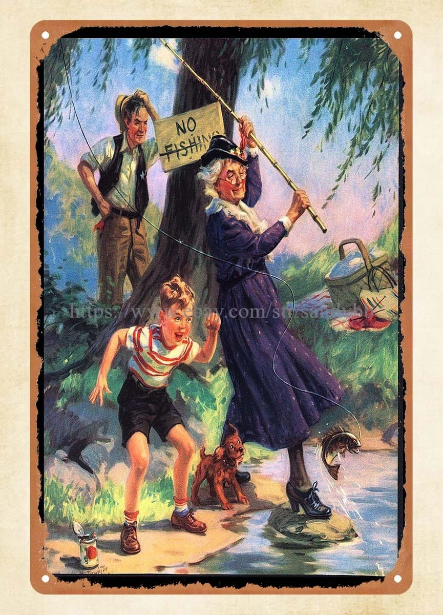 1950s Hy Hintermeister - Grandma Shows em How metal tin sign