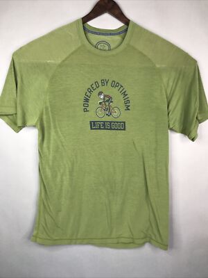 Life Is Good Powered By Optimism Crewneck Graphic T-Shirt Mens