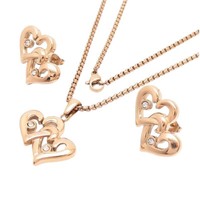 Schmuckset Damen Herz RoséGold Edelstahl Halskette Ohrrine Modern Damenschmuck