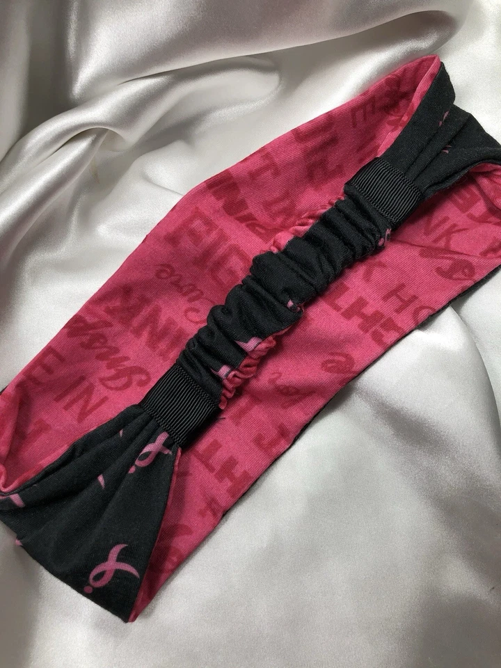 Nuevo conjunto de 2 piezas de cordón de concientización sobre el cáncer de mama + diadema de algodón reversible Foto 2 de 4