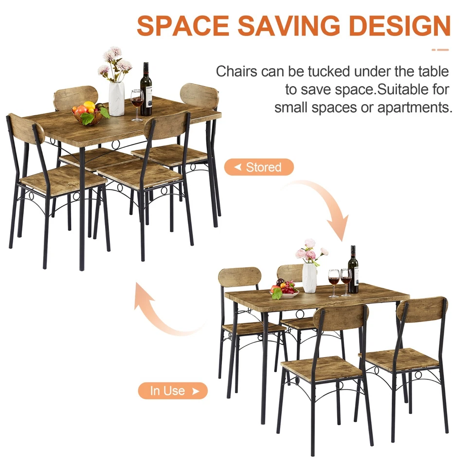 3/5 Piece Dining Table Set Chairs Wood Dinette Table for Home Kitchen Breakfast - Image 3 of 4
