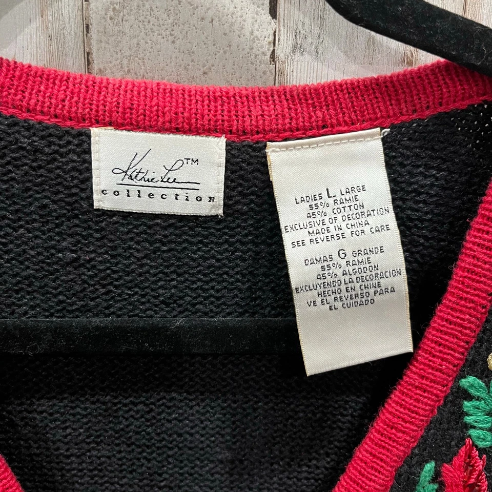 Chaleco de Navidad Feo Rojo Colección Kathie Lee Vacaciones Grande Vintage Foto 2 de 4