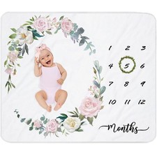Baby Milestone Blanket Girl Newborn Monthly Milestone Blanket Rose Nursery De...