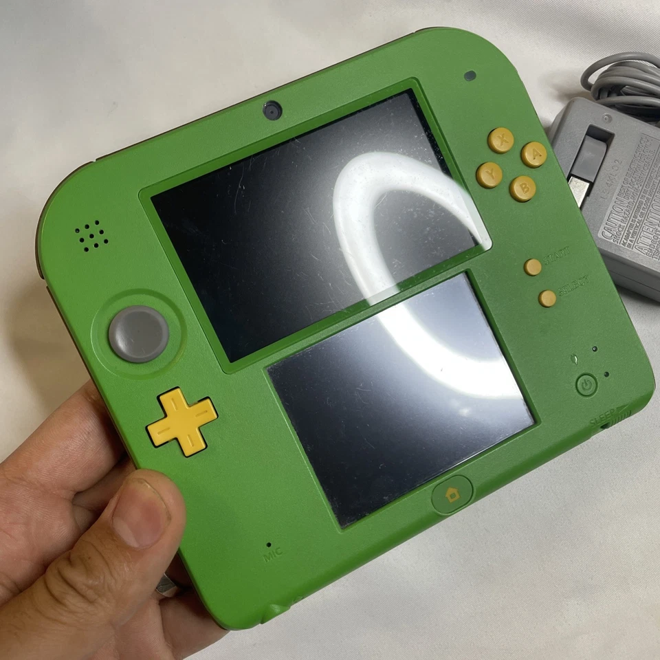 Nintendo 2DS Legend of Zelda Ocarina of Time 3D Green Console + Charger Tested - Image 2 of 4