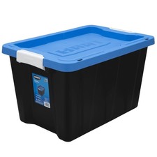 Heavy Duty 12 Gallon Latching Storage Bin Container Plastic Box with Lid Black