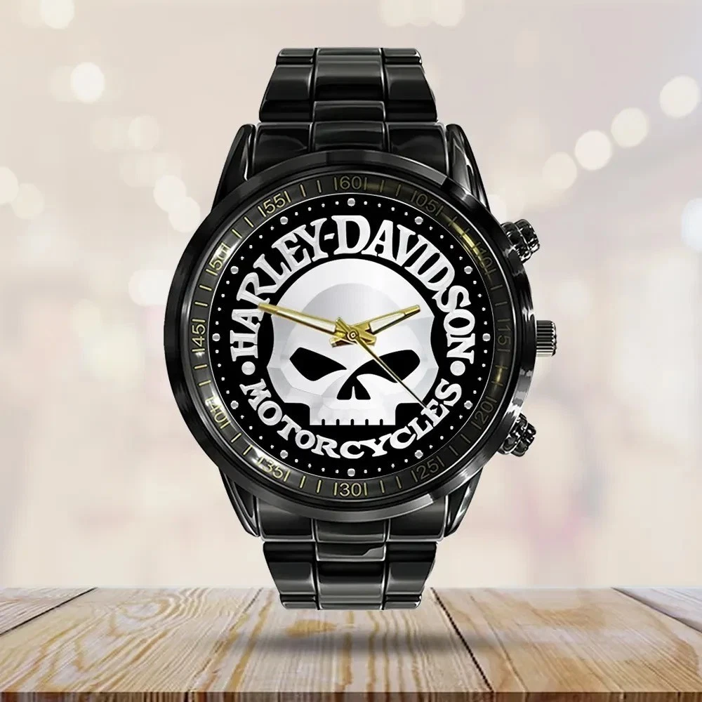 Harley Racing Davidsonn Motor Men Black Stainless Steel Watch Gift