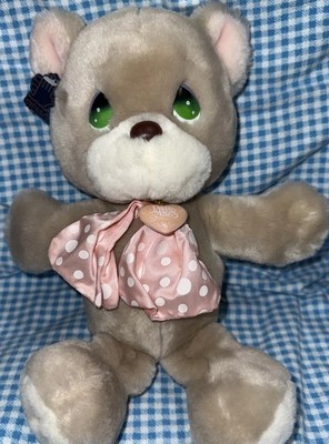 VTG Applause Precious Moments Cubby Plush Bear Locket Bow Stuffed Animal Toy