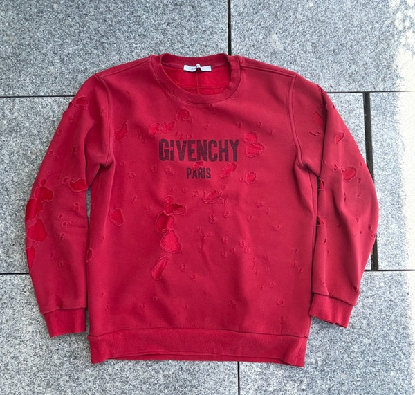 Givenchy Paris Distressed Sweater — Size M | Red | Destroyed Effect | Great Cond