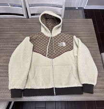 Gucci X The North Face GG Giacca media in shearling di tela
