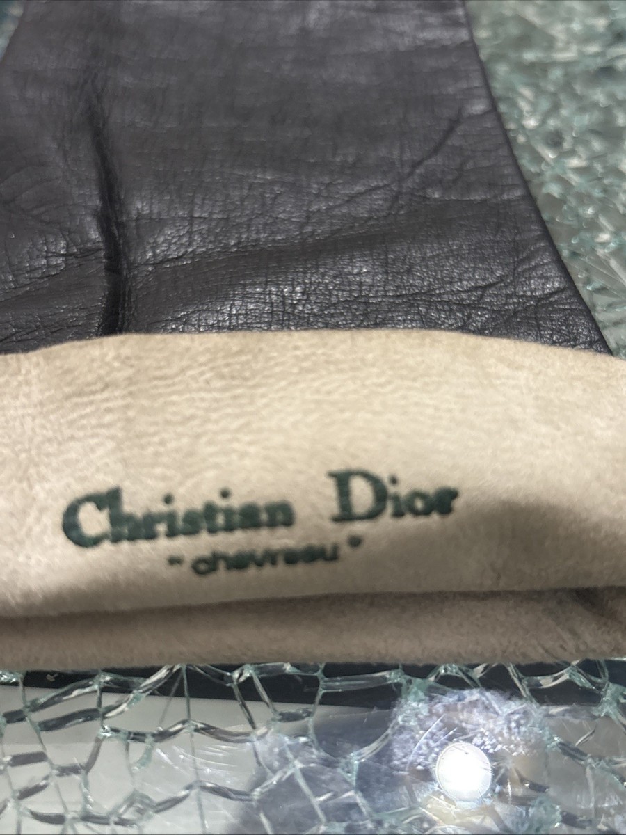 Vintage CHRISTIAN DIOR Long Gloves – Size 6½ – Black Leather – 15