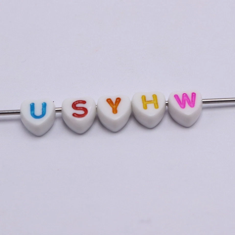 250/500 piezas Acrílico Surtido Alfabeto Letra A-Z Amor Corazón Cuentas 7 mm Niños Artesanía Foto 4 de 4