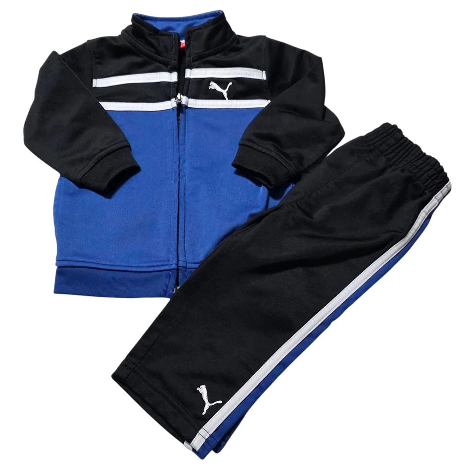 Puma Bebé Niños Chándal Lote 2 Conjuntos Azul Negro Cremallera Chaqueta Pantalones 6-9M Atlético Foto 2 de 4
