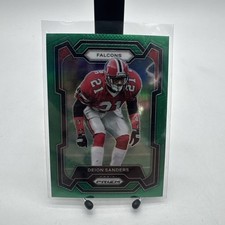 2023 Prizm Deion Sanders Green Prizm Football Card #15 Falcons HOF
