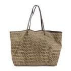FENDI Zucchino Canvas Leather Tote Bag Shoulder Bag Brown 8BH005 Auth Used F/S
