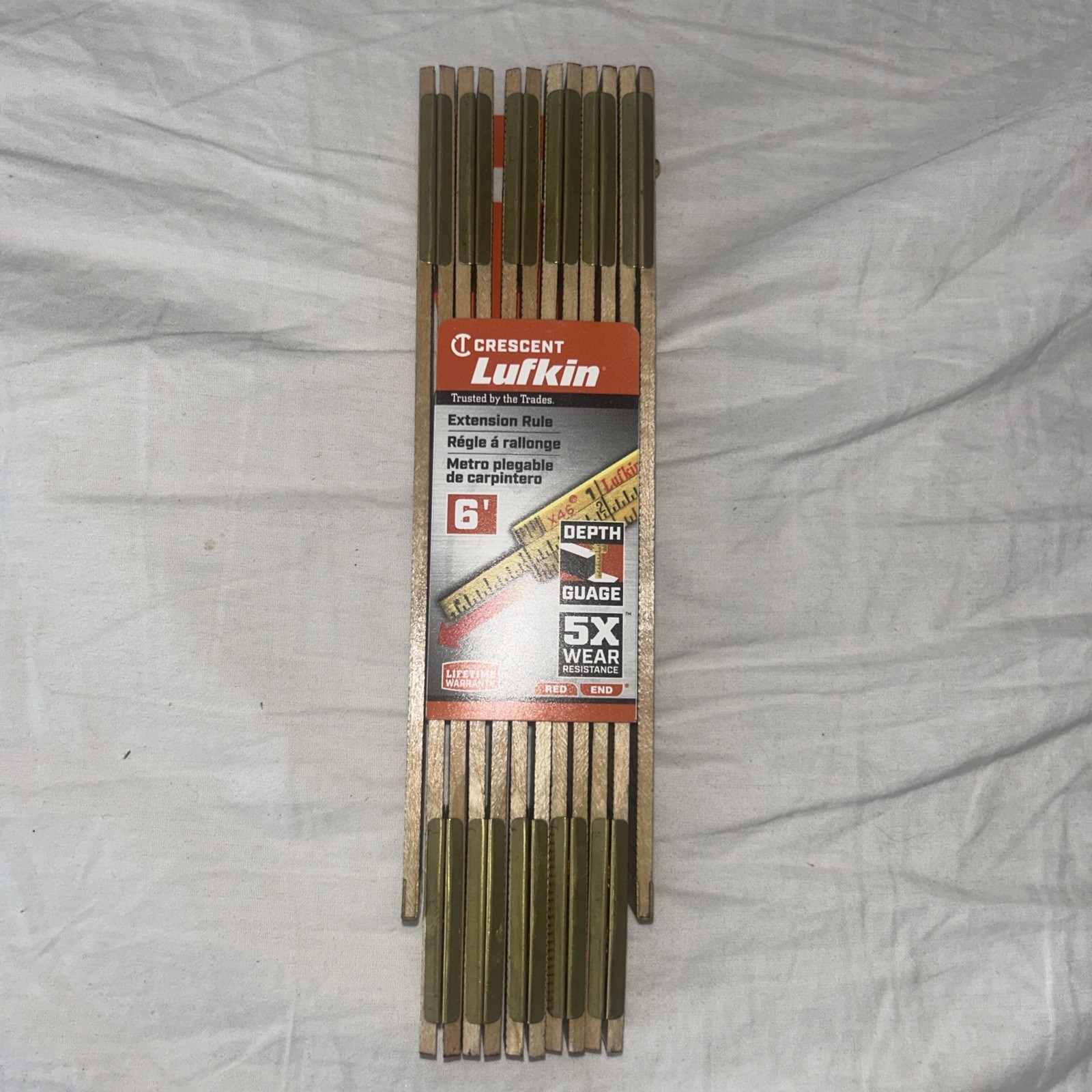 Lufkin TX46N 6' Red End Extension Wood Folding Rule Brass Sl