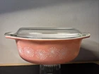 Vintage PYREX Pink Daisy 045  2 1/2 Qt Oval Casserole w/ 945 C Lid Shiny 08