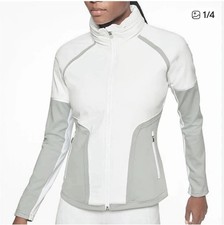 Athleta Jump Step Jacket, a grey and white full-zip hooded